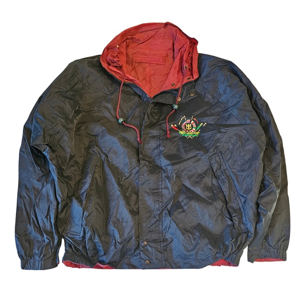 Royal Caribbean Cruise Wear Mens Reversible Windbreaker Jacket Navy Red Large